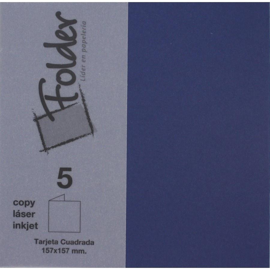 CARTULINA CUADRADA 157X157 DOBLE 225GR FOLDER PACK 5 TARJETAS AZUL