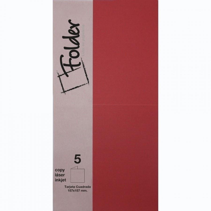 CARTULINA CUADRADA 157X157 DOBLE 225GR FOLDER PACK 5 TARJETAS COLOR BURDEOS