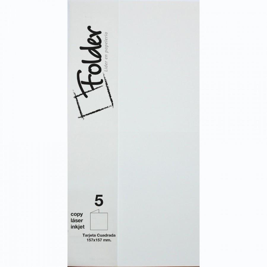 CARTULINA CUADRADA 157X157 DOBLE 225GR FOLDER PACK 5 TARJETAS COLOR BLANCO