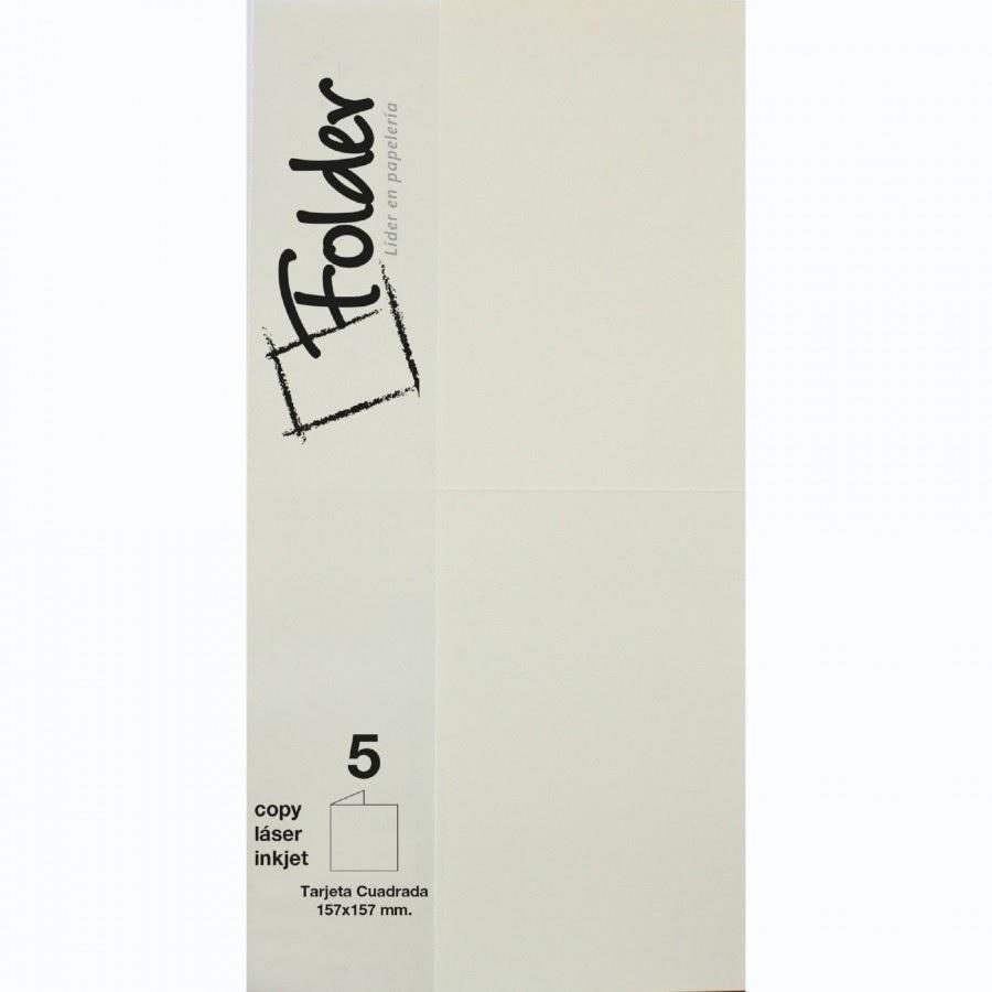 CARTULINA CUADRADA 157X157 DOBLE 225GR FOLDER PACK 5 TARJETAS COLOR CREMA