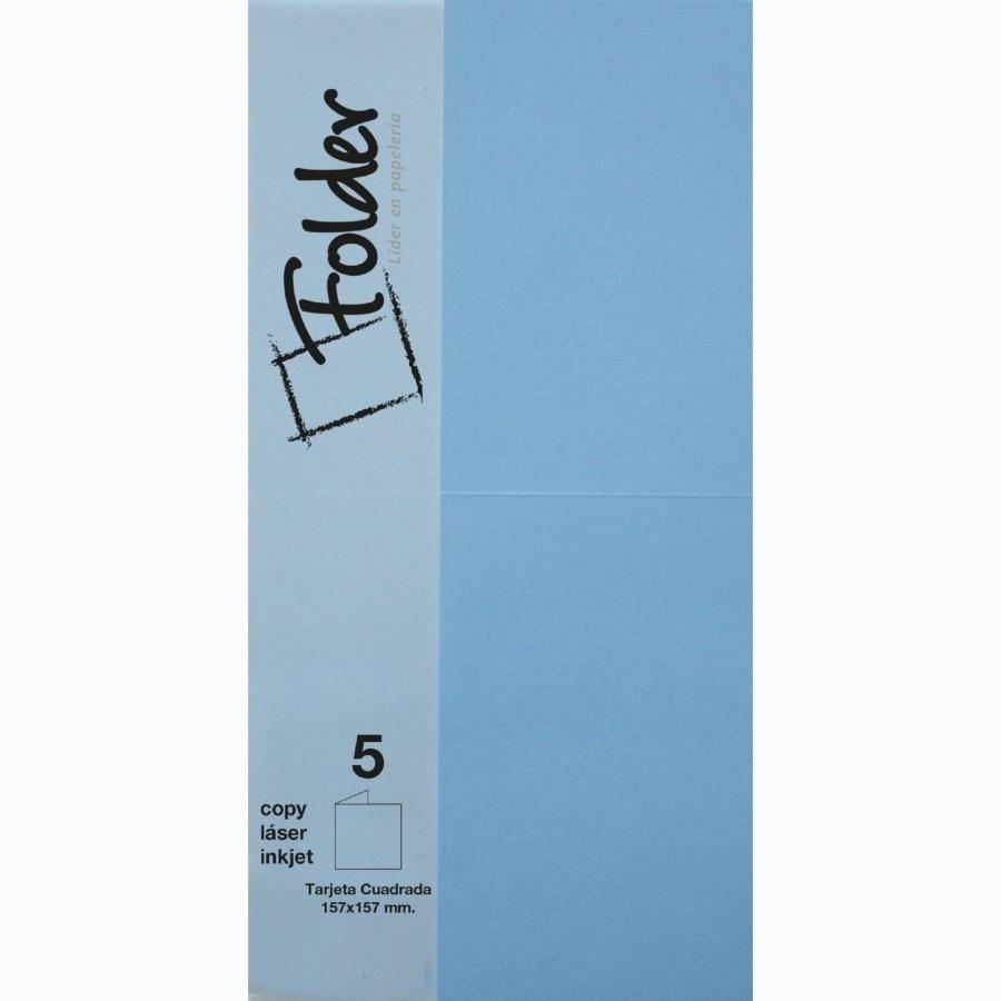 CARTULINA CUADRADA 157X157 DOBLE 225GR FOLDER PACK 5 TARJETAS COLOR AZUL CIELO