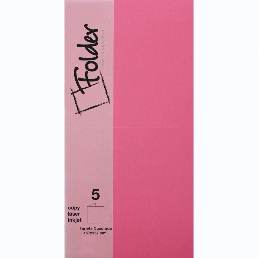 CARTULINA CUADRADA 157X157 DOBLE 225GR FOLDER PACK 5 TARJETAS COLOR FUCSIA
