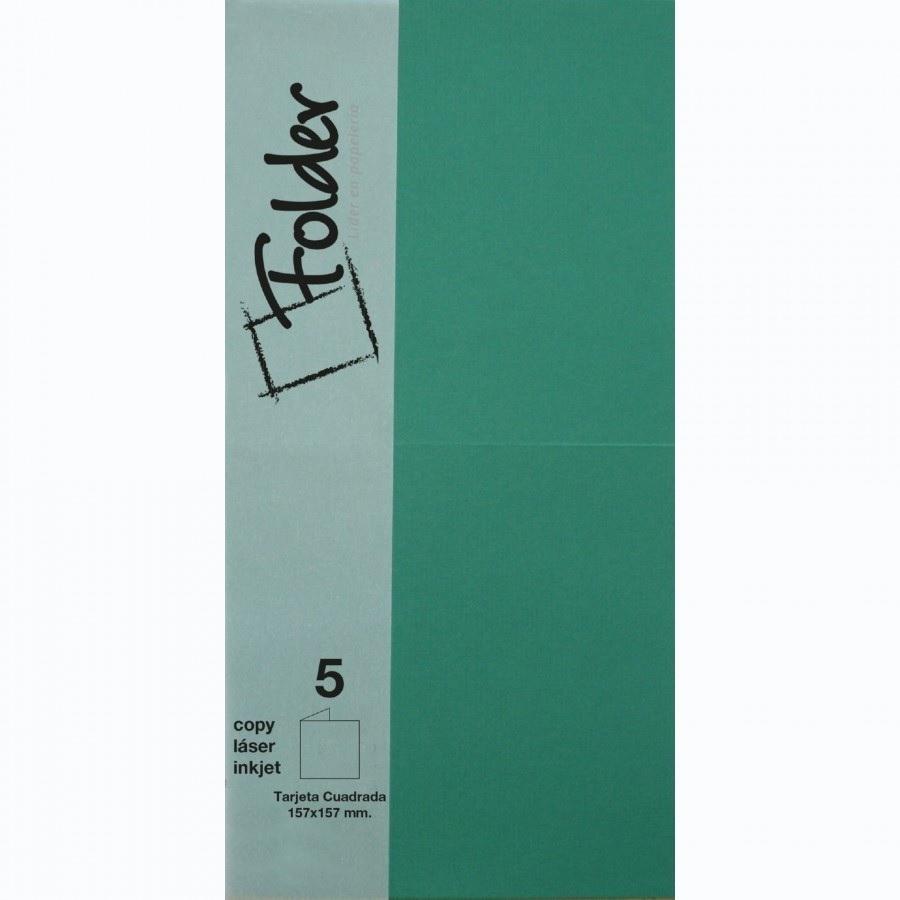 CARTULINA CUADRADA 157X157 DOBLE 225GR FOLDER PACK 5 TARJETAS COLOR VERDE OSCURO