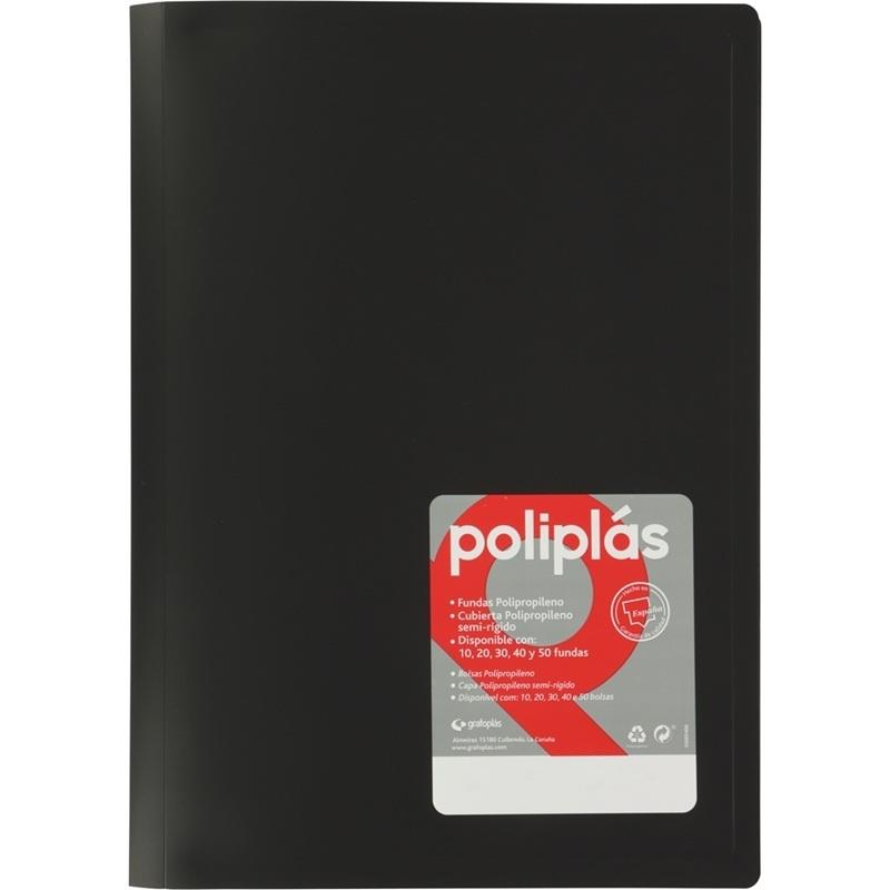 CARPETA DE 10 FUNDAS DINA4 POLIPLAS NEGRO 01310010