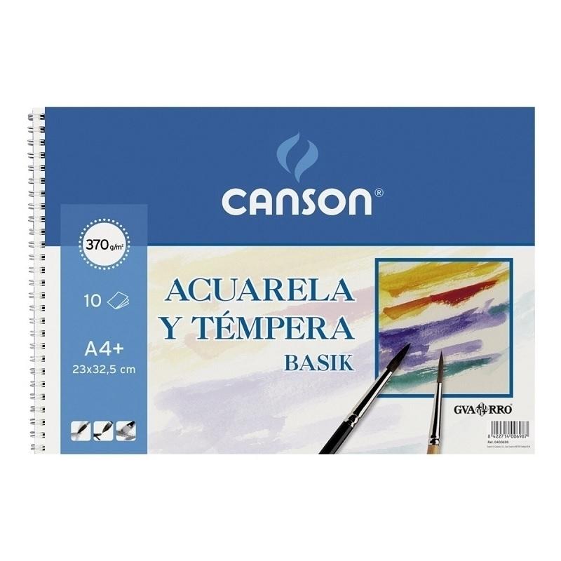 BLOCK DE DIBUJO ACUARELA ESPIRAL DINA4+ 10H 370GR GUARRO CANSON BASIK+12 ACUARELA GIOTTO
