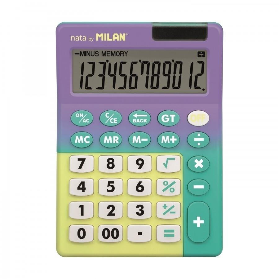 CALCULADORA 12 DIGITOS SOBREMESA MILAN SUNSET LILA/TURQUESA BLISTER