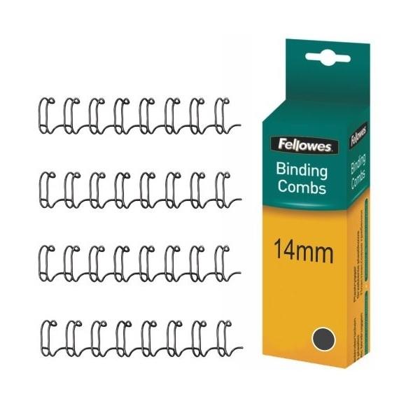 CANUTILLO WIRE-O FELLOWES 34 ANILLAS 14MM NEGRO 100UDS