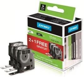 CINTA DYMO PACK ESPECIAL CINTAS D1 12 MMX7M 2+1 GRATIS (2 NG SOBRE BL +1 BL SOBRE NG)