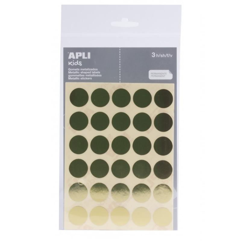 GOMETS APLI METALIZADOS BOLSA 3HOJAS CIRCULO DIAMETRO 20MM ORO 90 UDS. (11808)