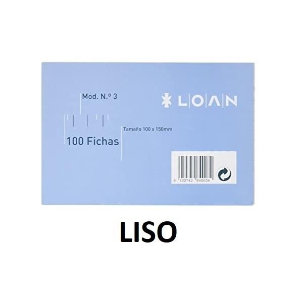 FICHAS Nº3 BLANCAS 100X150MM PAQUETE 100UDS LOAN