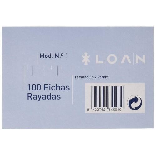 FICHAS Nº1 RAYADAS 65X95MM PAQUETE 100UDS LOAN