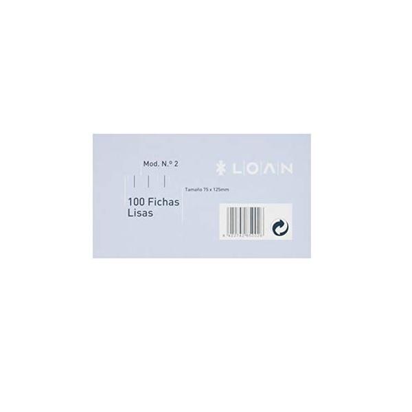 FICHAS Nº2 BLANCAS 75X125MM PAQUETE 100UDS LOAN