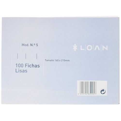 FICHAS Nº5 BLANCAS 160X215MM PAQUETE 100UDS LOAN