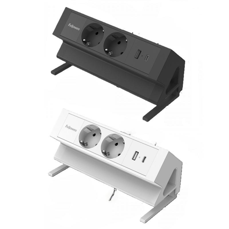 REGLETA ENCHUFES DE SOBREMESA FELLOWES 2 TOMAS CON USB-X Y A