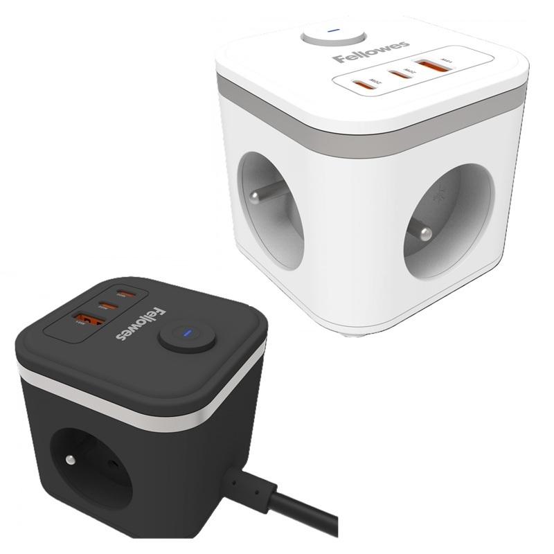 REGLETA ENCHUFES CUBO FELLOWES MULTIENCHUFE CON USB-C Y A