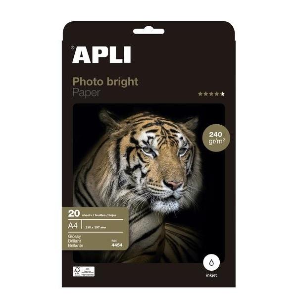 PAPEL FOTOGRAFICO APLI DINA4 240GR 20H PHOTO BRILLO