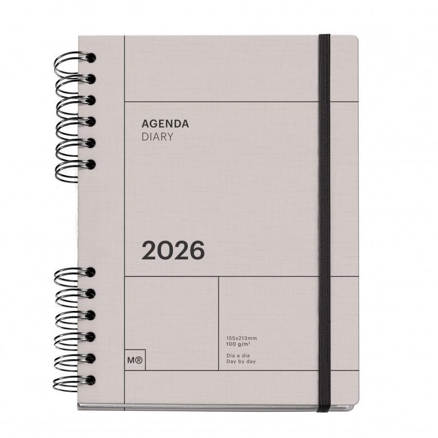 AGENDA PLUS WIRE-O DIA PAGINA GRIS BASICS 2026 MIQUEL RIUS