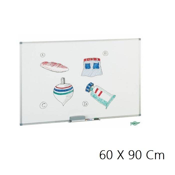 PIZARRA BLANCA MARCO ALUMINIO 60X90CM CON CAJETIN FAIBO