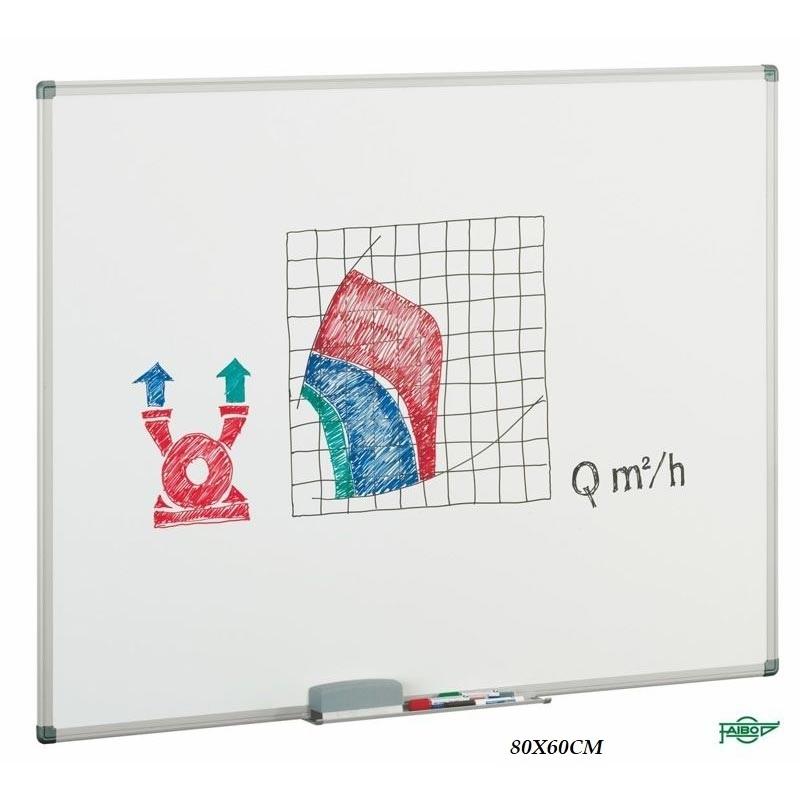 PIZARRA BLANCA FAIBO ESTRATIFICADA MARCO ALUMINIO 80X60CM CON CAJETIN DE 40CM