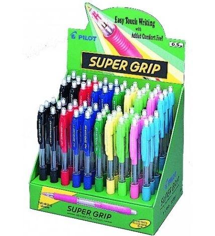 EXPOSITOR PORTAMINAS 0,5MM PILOT 60UDS SUPERGRIP COLORES SURTIDOS H-185-SL-60DPK.