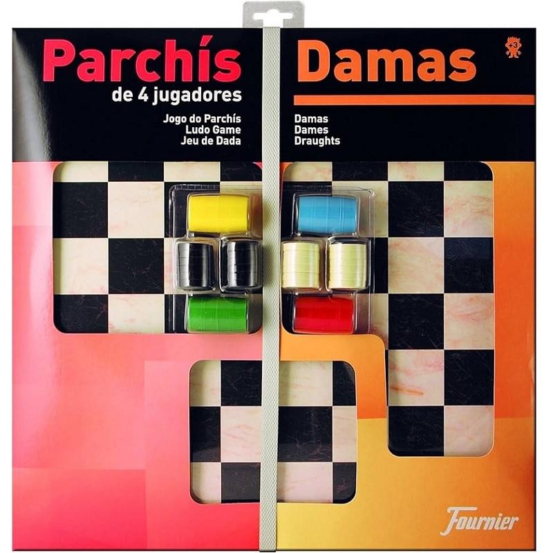 TABLERO DE PARCHIS CON DAMAS GRANDE 4 JUGADORES 41X40X4,5 FOURNIER