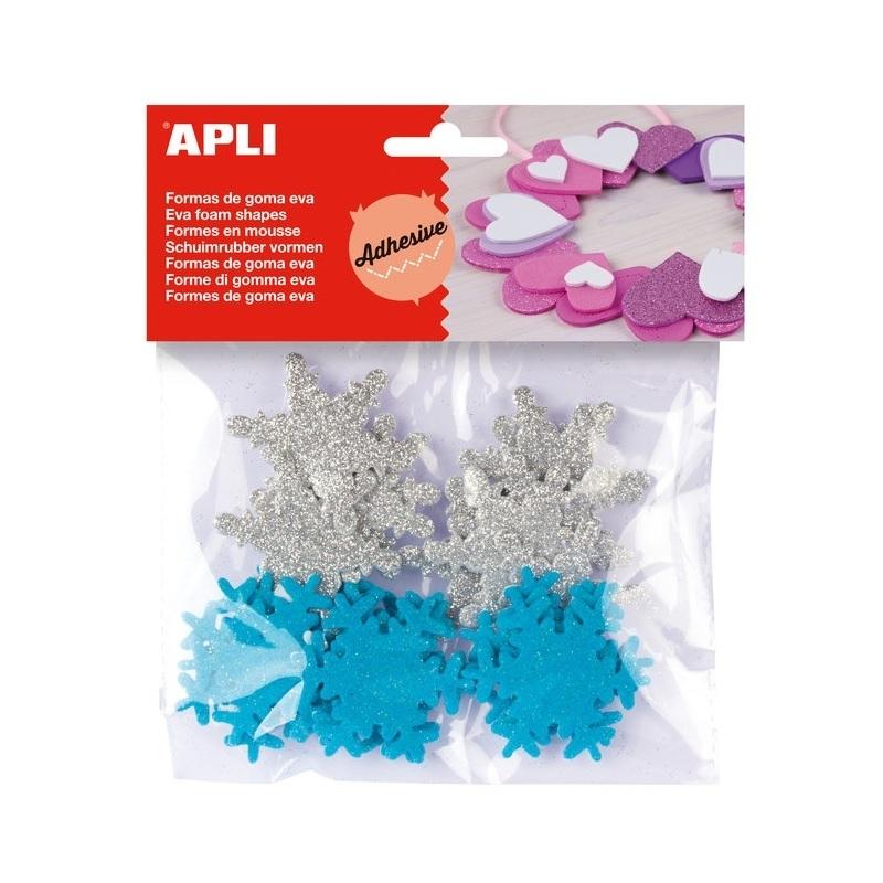 GOMA EVA FORMAS ADHESIVAS CON PURPURINA COPO NIEVE APLI BOLSA DE 22