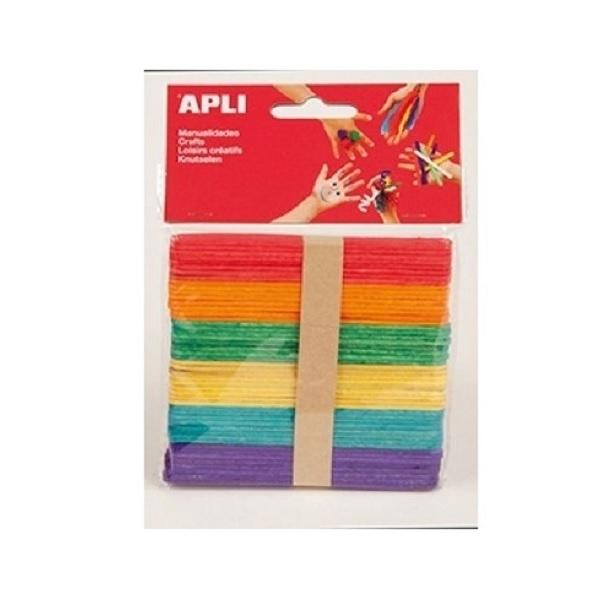 PALOS DE POLO MADERA 114X10X2MM COLORES SURTIDOS BOLSA DE 50UDS APLI (  13064  )