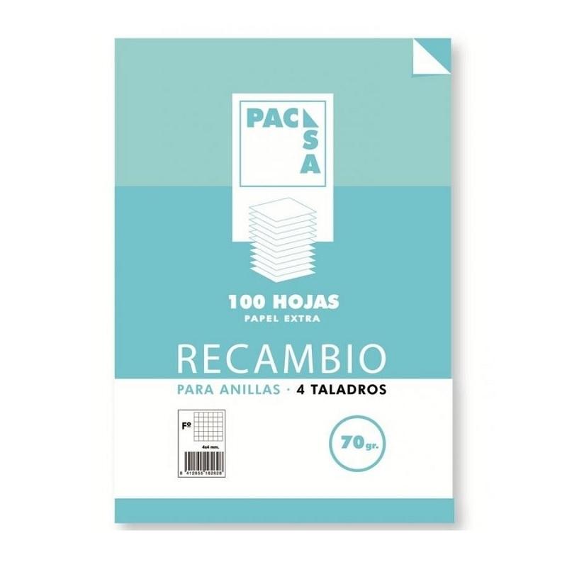 RECAMBIO FOLIO 4X4 100H 70GR 4 TALADROS PACSA