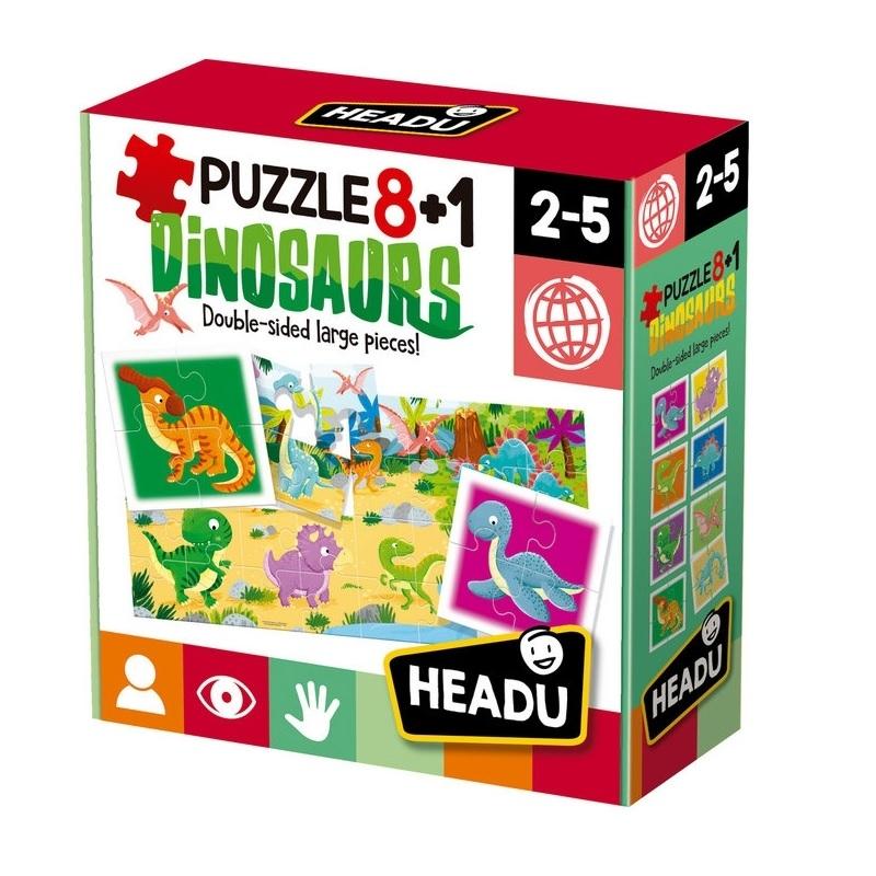 PUZZLE 4 PIEZAS 8+1 DINOSAURS (2-5 AÑOS) JUEGO EDUCATIVO HEADU
