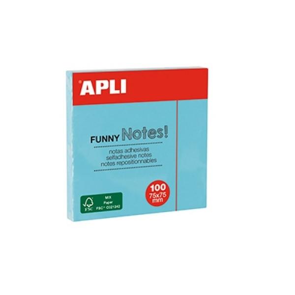 NOTAS ADHESIVAS APLI 75X75 100HOJAS PASTEL AZUL