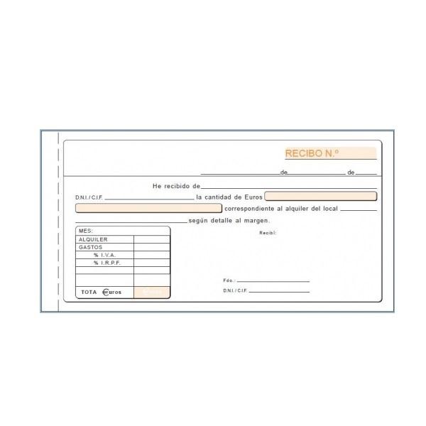 TALONARIO RECIBOS ALQUILER IVA DUPLICADO LOAN 75D  T-52