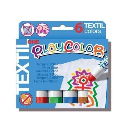 TEMPERAS SOLIDAS PLAYCOLOR ESTUCHE 6 TEXTIL ONE 10GR COLORES SURTIDOS 10401
