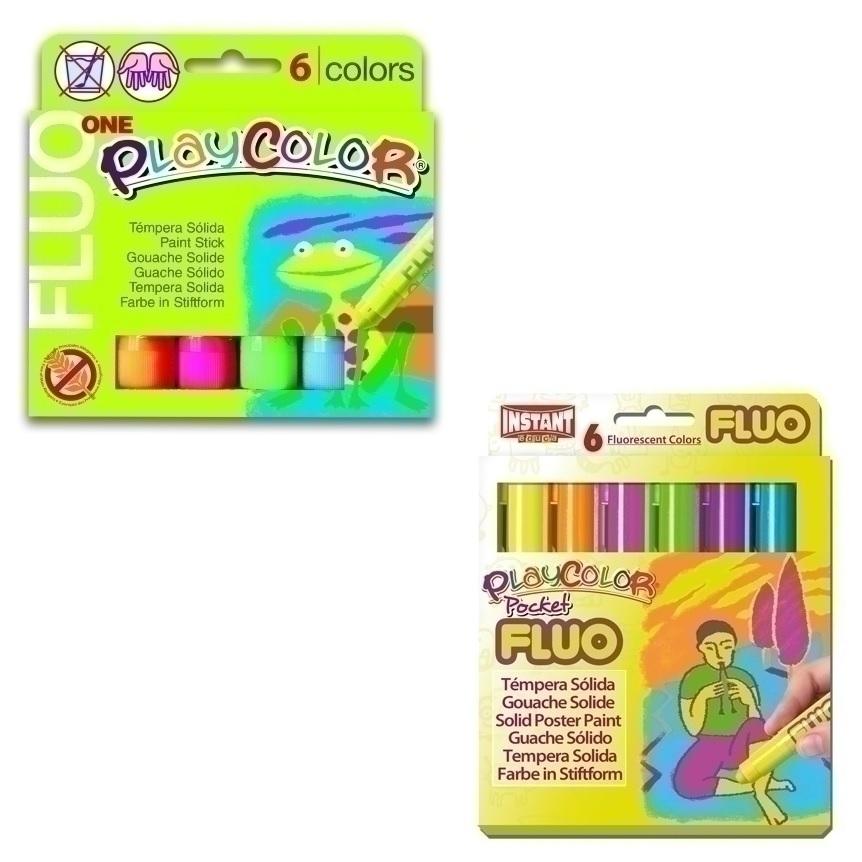 TEMPERA SOLIDA PLAYCOLOR FLUO ONE 10GR. ESTUCHE DE 6 COLORES
