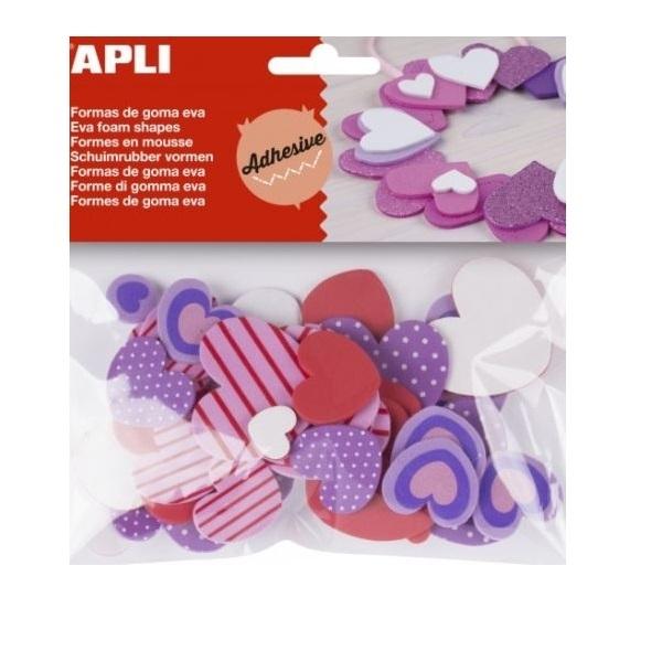 GOMA EVA FORMAS ADHESIVAS CORAZONES APLI BOLSA DE 40 UNIDADES ( 15139 )