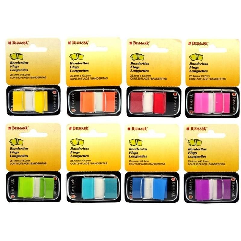 BANDERITAS DE SEÑALIZACION SEÑALES CON DISPENSADOR 25MMX44MM COLORES VARISO BISMARK PRECIO UNITARIO