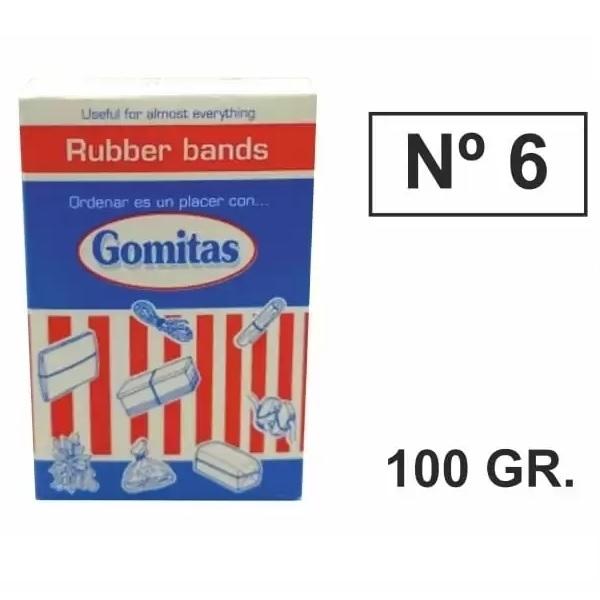 GOMAS ELASTICAS 100GR 6CM EN CAJA GOMILLAS NUM6