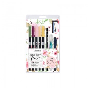SET LETTERING TOMBOW WATERCOLORING SET FLORAL
