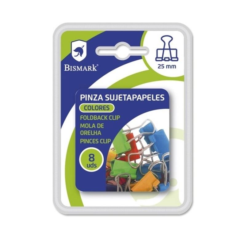 PINZAS ABATIBLES  BLISTER 8 UNIDADES 25MM BISMARK COLORES 328540