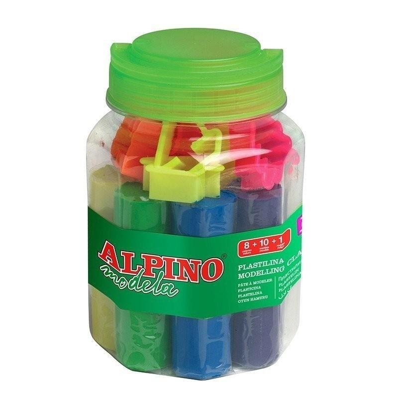 PLASTILINA KIT PLASTILINA ALPINO 8 COLORES+10 MOLDES+RODILLO