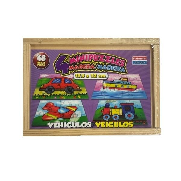 PUZZLES MINI MADERA VEHICULO 4 UNIDADES FALOMIR