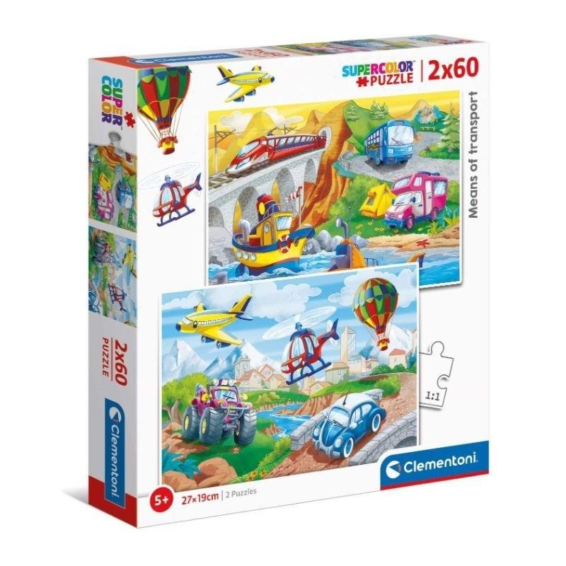PUZZLE 2X60 PIEZAS TRANSPORTES CLEMENTONI 21619