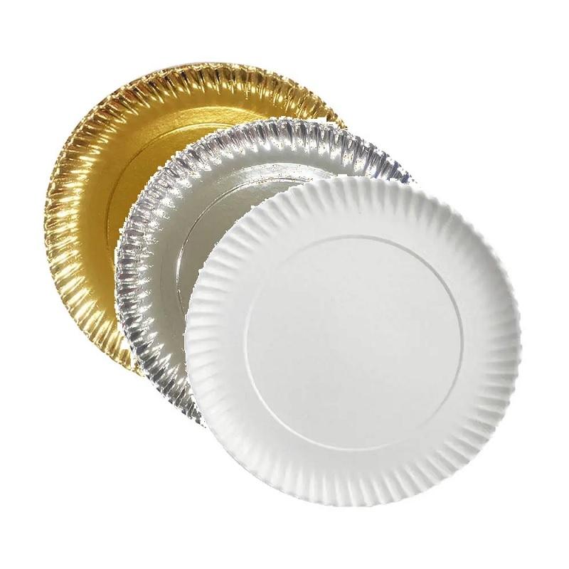 PLATOS CARTON ESTUCADO ORO 40CM PAQUETE 50 UNIDADES