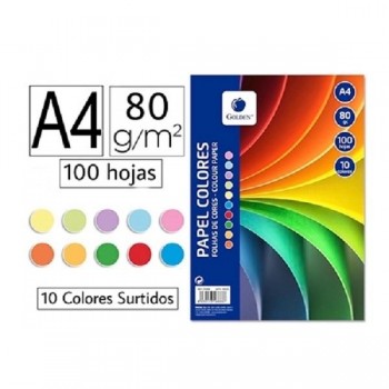 PAPEL DINA4 100 HOJAS 80GR 10 COLORES SURTIDOS BISMARK (GOLDEN)