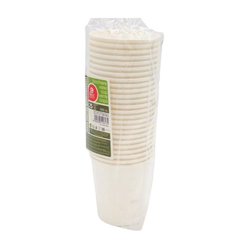 VASOS CARTON BIODEGRADABLE 200CC BLISTER 25 UNIDADES 10613