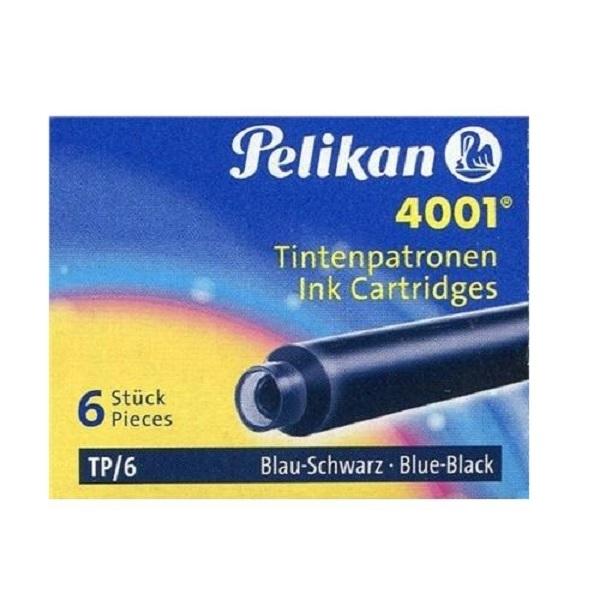 RECAMBIO CARTUCHO PLUMA PELIKAN 4001 TP6 AZUL NEGRO CJ10