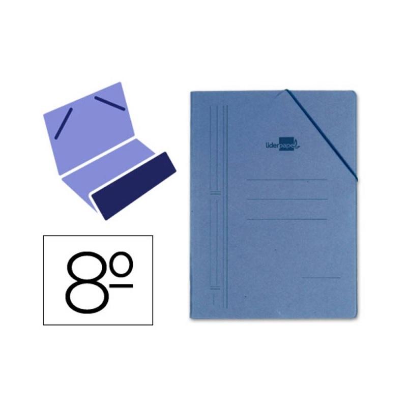CARPETA DE GOMAS CON SOLAPAS OCTAVO 8º CARTON AZUL BOLSA