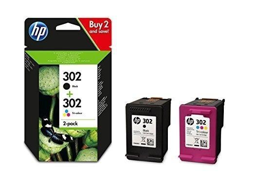 CARTUCHO ORIGINAL HP302 TINTA NEGRO +  TRICOLOR (C/M/Y) OFFICEJET 3830 - (F6U66AE + F6U65AE) (PACK 4 COLORES) X4D37AE