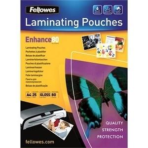 FUNDAS DE PLASTIFICAR DINA4 216X303 80MICRAS BRILLO FELLOWES 25UDS (216X303 MM)