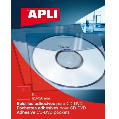 BOLSILLOS AUTOADHESIVOS 126X126 PARA CD 6UDS   APLI  (  02585  )
