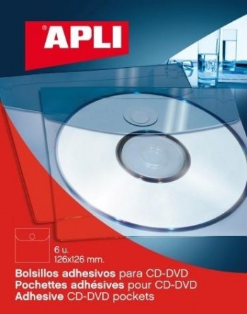 BOLSILLOS AUTOADHESIVOS 126X126 PARA CD 6UDS   APLI  (  02585  )